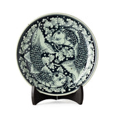 Stoneware Fish Display Plate Two Koi Design